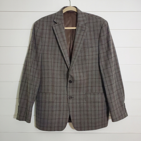 Lauren Ralph Lauren Men's Plaid Sport Coat, Gray Brown. Size: 40R / 40 Regular‎